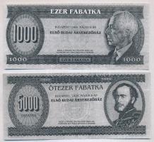 Budapest 1995. 1000 fabatka + 5000 fabatka "Első Budai Árverőház" fabatkáinak fénymásolata...