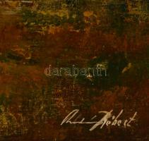 Andrásy Róbert (?-): Tanya. Olaj, vászon-farost, jelzett, keretben, 30×40 cm