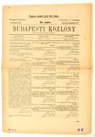 1919 Budapesti Közlöny, 1919. augusztus 16., 86. szám, a Friedrich István (1883-1951) kormányának (1919. augusztus 15.-november 24.) megalakulásáról szóló hírrel, az első lapon kisebb hiánnyal, lyukkal.