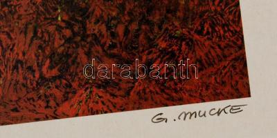 Günter Mucke (?-): Vulkaninsel. Szitanyomat, papír, jelzett, 20×29 cm