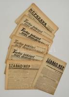 1951-1954 Szocialista újságok, 7 db, Népszava (Tartós békért, népi demokráciáért, Szabad Nép), változó, többnyire szakadozott állapotban, benne a korszak híreivel.