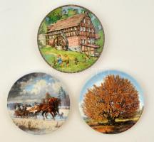 Karácsonyi tájak. Tirschenreuth bajor porcelán tányér sorozat. Gyűjtői, limitált széria. 9 db különf...