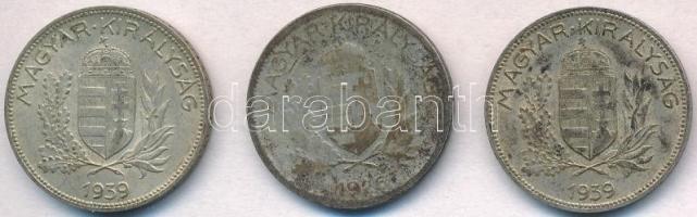 1926. 1P Ag + 1939. 1P Ag (2x) T:3,2 patina