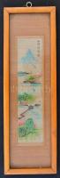 Jelzés nélkül: Keleti tájkép, vegyes technika, bambusz(?), üvegezett fa keretben, 23,5×6,5 cm