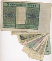 10db-os vegyes külföldi, nagyrészt német bankjegy tétel, közte Német Birodalom 1914. (1917) 1M, Néme...