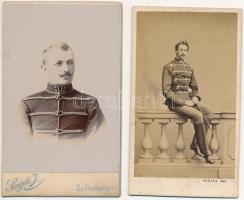 3 db keményhátú katonai fotó, székesfehérvári ill. prágai műtermekből, különböző méretben