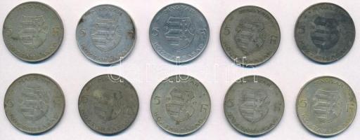 1947. 5Ft Ag "Kossuth" (10x) T:2-,3 patina