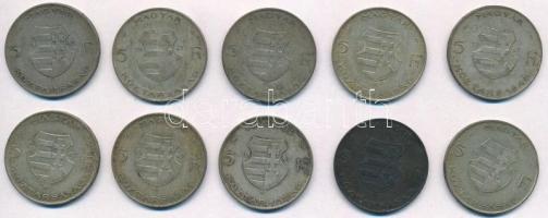 1947. 5Ft Ag "Kossuth" (10x) T:2-,3 patina