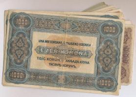 1920. 1K (5x) sorszámozás piros és rozsdavörös színben, közte két közeli sorszámú + 2K (11x) négy da...