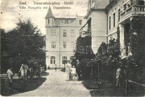 Trencsénteplic-fürdő, Trencianske Teplice; Hungária és Dependance villa, Wertheim Zsigmond kiadása / villas (EK)