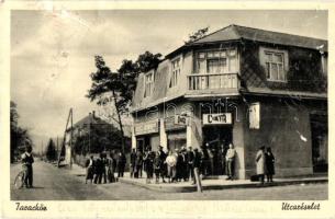 Taracköz, Teresva; utcarészlet, Cikta, Weisz Henrik üzlete, bicikli / street, shops, bicycle (felületi sérülés / surface damage)