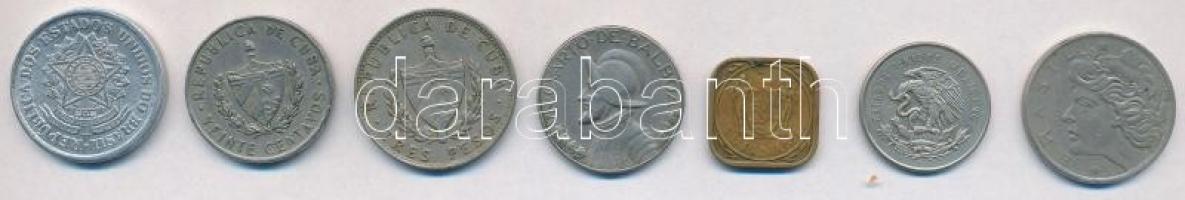 Vegyes 8db-os Közép- és Dél-Amerika tétel, benne: Mexikó 1950. 25c Ag + Kuba 1962. 25c Cu-Ni + 1990....