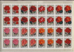 1972 Rózsák fogazott és vágott sor 4-4 sort tartalmazó fogazott és vágott ívekben