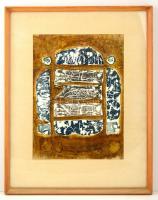 Tóth Árpád (1950- ): Fragmentumok, plasztikmetszet, papír, jelzett, egyszeri levonat, paszpartuban, üvegezett fa keretben, 47×35 cm