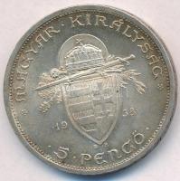 1938. 5P Ag "Szent István" T:2 ph., kis patina
Adamo P8.1