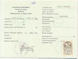 1983 Vadászengedély külföldi (osztrák) személy részére, illetékbélyeggel