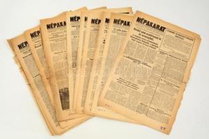 1956 Népakarat. Magyar Szabad Szakszervezetek Országos Szövetségének lapja, 13 szám, 1956  november 18.,21.-25.,27.-30., december 2.,4.-5., 1. évfolyam 6., 8.-16.,18.-20., benne a forradalom, és az azt követő események híreivel, változó, kissé szakadozott állapotban, néhol foltos, egy helyen javítás nyomaival, az egyik sarkánál kisebb hiánnyal, az I. évf. 14. szám hiányos, csak egy lap.  A Népakarat című folyóiratot a szakszervezetek védnöksége alatt szerkesztette a Népszava szerkesztősége 1956. november 1-1958. január 31. között. 1958-ban az újság forradalomra emlékeztető nevét visszaváltoztatták Népszavára.