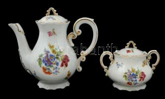 Zsolnay virág mintás mokkás készlet, hiányos, matricás, jelzett, hibátlan