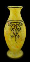 Muránói fújt citrus váza, több rétegű, kézzel festett, hibátlan, jelzett (Leaj), m:24 cm
