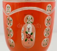 Kézzel festett kehely, több rétegű, metszett, csiszolt, jelzés nélkül, hibátlan, m:20 cm