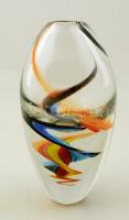 Dekoratív muranói fújt váza, anyagában színezett, jelzés nélkül, hibátlan, m:22 cm