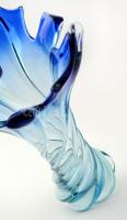 Dekoratív muránói fújt csavart váza, anyagában színezett, hibátlan, jelzés nélkül, m:28 cm