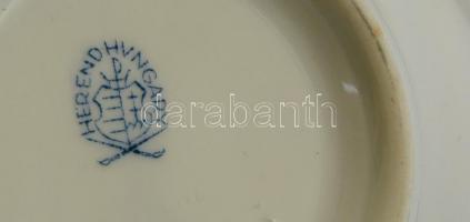 Herendi szőlőlevél mintás mokkás készlet, kézzel festett, jelzett, kopott aranyozás