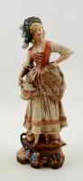 Lippelsdorf kalapos asszony, kézzel festett, jelzett, hibátlan, m:27 cm