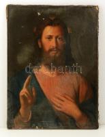 cca 1900 Jézus és SZűz Mária, 2 db régi olajnyomat, vászon, jelzés nélkül, 71×52,5 cm