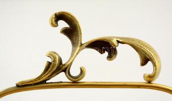 Szecessziós füles kosár, jelzés nélkül, rezezett alpakka, 27×19 cm, m:19 cm