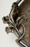 Szecessziós ón tál, jelzés nélkül, apró hibával, 35×20 cm,