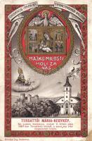 Fiume, Trsat, Tersatto; Majko Milosti Moli Za Nas devotional picture, prayer to Saint Mary, castle, church, pope, decorated litho (fa)
