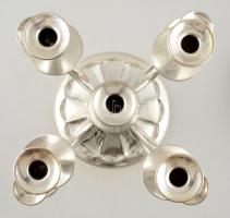 Dekoratív kilenc ágú fém gyertyatartó, kisebb karcolásokkal, jelzett (D.H.), m:52 cm