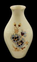 Zsolnay búzavirágmintás porcelán váza, kézzel festett, jelzett, hibátlan, m: 12 cm