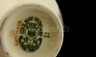 Zsolnay búzavirágmintás porcelán váza, kézzel festett, jelzett, hibátlan, m: 12 cm