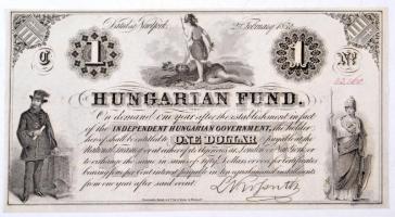 1852. 1$ C Kossuth bankó piros kézi sorszámozással T:I kis fo. / Hungary 1852. 1 Dollar C with red serial number C:UNC small stains Adamo G117/1b
