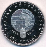 1992. 200Ft Ag "Veszélyeztetett állatvilág - gólya" tanúsítvánnyal T:PP enyhe felületi kar...