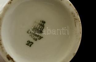 Zsolnay emlék váza, matricás, jelzett, "Harkányi emlék" felirattal, m:11 cm