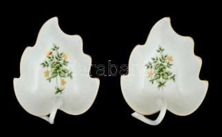 Hollóházi Erika mintás porcelán dísztál(2 db) + kiöntő, hibátlanok, jelzettek, 13x10 és 9 cm