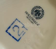 Hollóházi Erika mintás porcelán dísztál(2 db) + kiöntő, hibátlanok, jelzettek, 13x10 és 9 cm