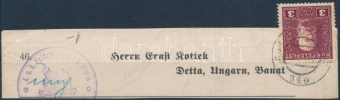 1916 3h teljes címszalagon / on complete newspaper wrapper "FP 340"