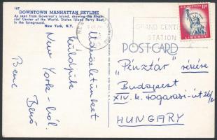 1963 Bene Ferenc (1944-2006) és Káposzta Benő (1942- ) labdarúgók aláírásai New Yorból küldött levelezőlapon.
