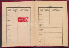 1947 Magyar Kommunista Párt tagsági könyve, magyar és szlovák nyelven, egy bélyeggel, pecséttel, és ...