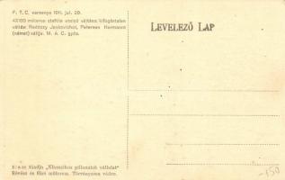 1911 FTC versenye, 4x100 méteres staféta utolsó váltásai; Radóczy, Jankovich, Petersen, Hermann; M.A...