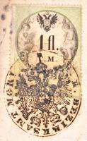 1858 Osztrák okmány 1Ft CM okmánybélyeggel