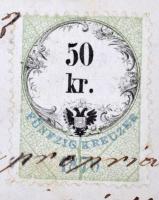 1870+1872 2 db osztrák okmány 45kr és 50kr okmánybélyeggel