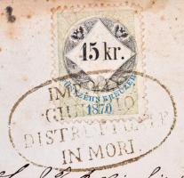 1870+1872 2 db osztrák okmány 45kr és 50kr okmánybélyeggel