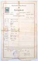1919 Születési anyakönyvi kivonat Nógrádból, okmánybélyeggel