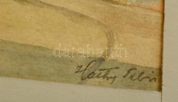 Olvashatatlan jelzéssel: Jelenia Góra, Lengyelország, 1963, akvarell, papír, paszpartuban, 19×22,5 c...