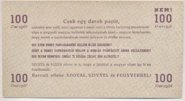 1944. 100P "A Vörös Hadsereg Parancsnoksága" propagandanyomat, hátlapján szöveggel T:II-,I...